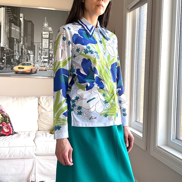 Vintage floral dagger collar shirt - Picture 1 of 15